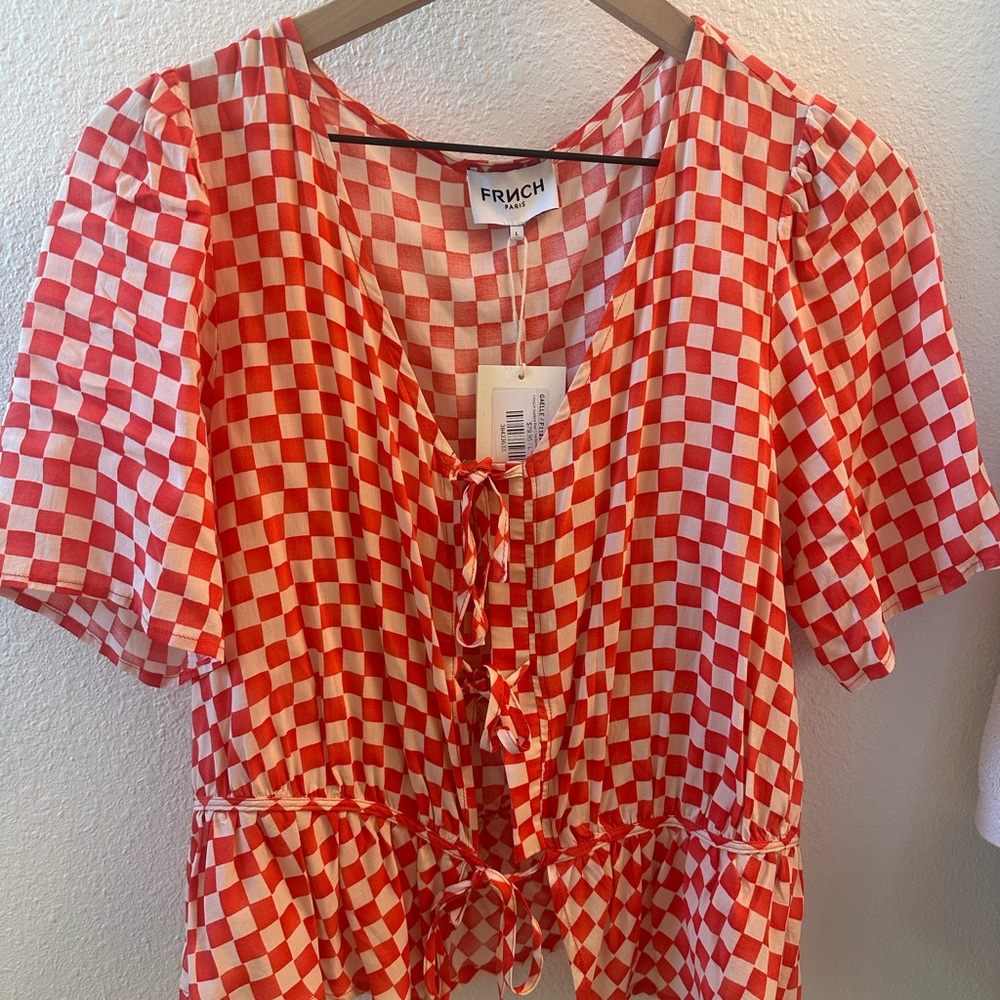FRNCH Red Checkered Women's Blouse